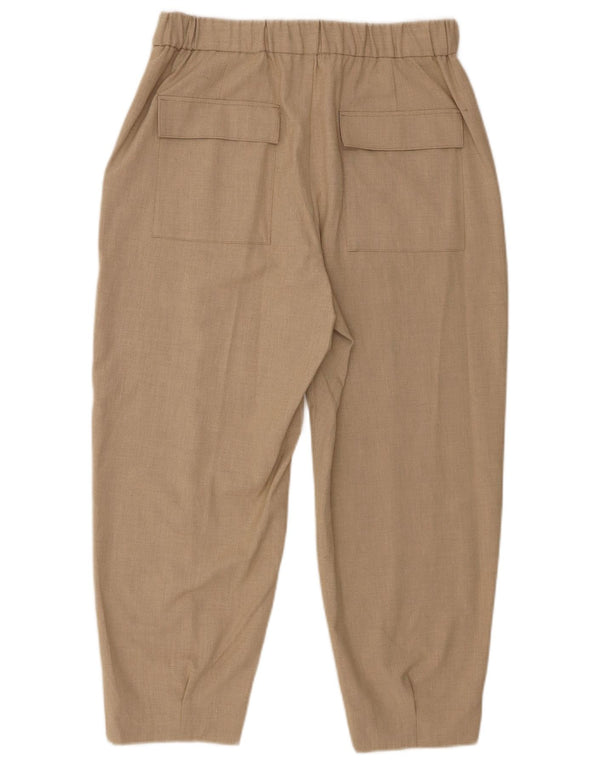 Zara Γυναικείο Ψηλόμεσο Παντελόνι Cropped Medium W28 L23 Beige Polyester