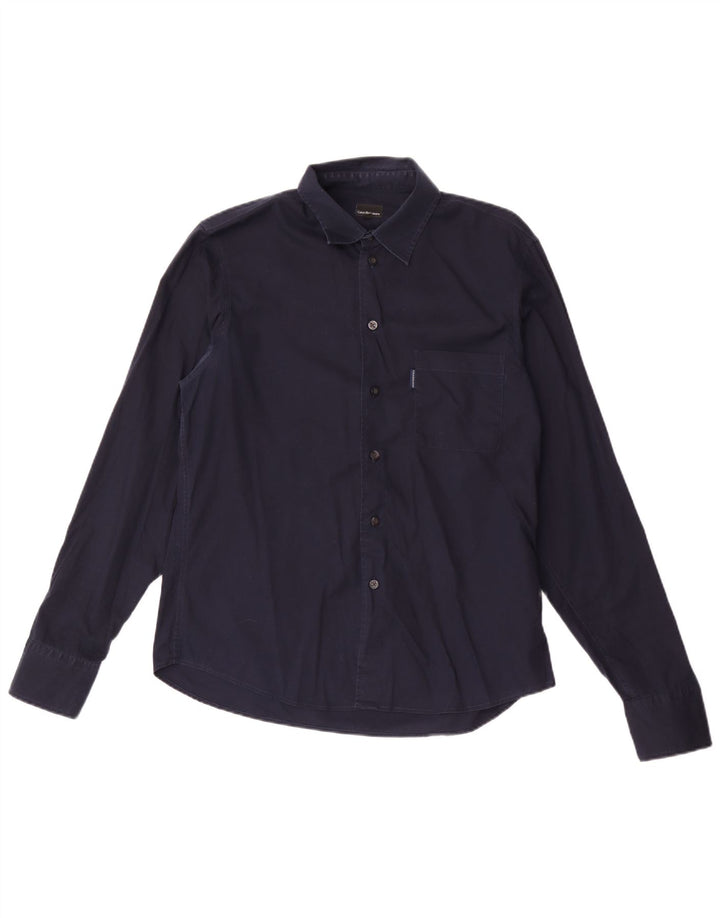 Calvin Klein Jeans Ανδρικό πουκάμισο μεγάλο Navy Blue βαμβακερό