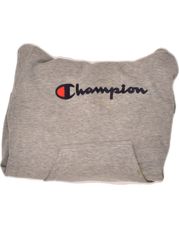 CHAMPION Mens Graphic Hoodie Jumper Large Grey Cotton | Vintage Champion | Thrift | Second-Hand Champion | Used Clothing | Messina Hembry 