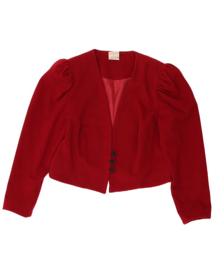 Vintage Γυναικείο τζάκετ με 3 κουμπιά Crop Blazer IT 44 Μεσαίο κόκκινο μαλλί