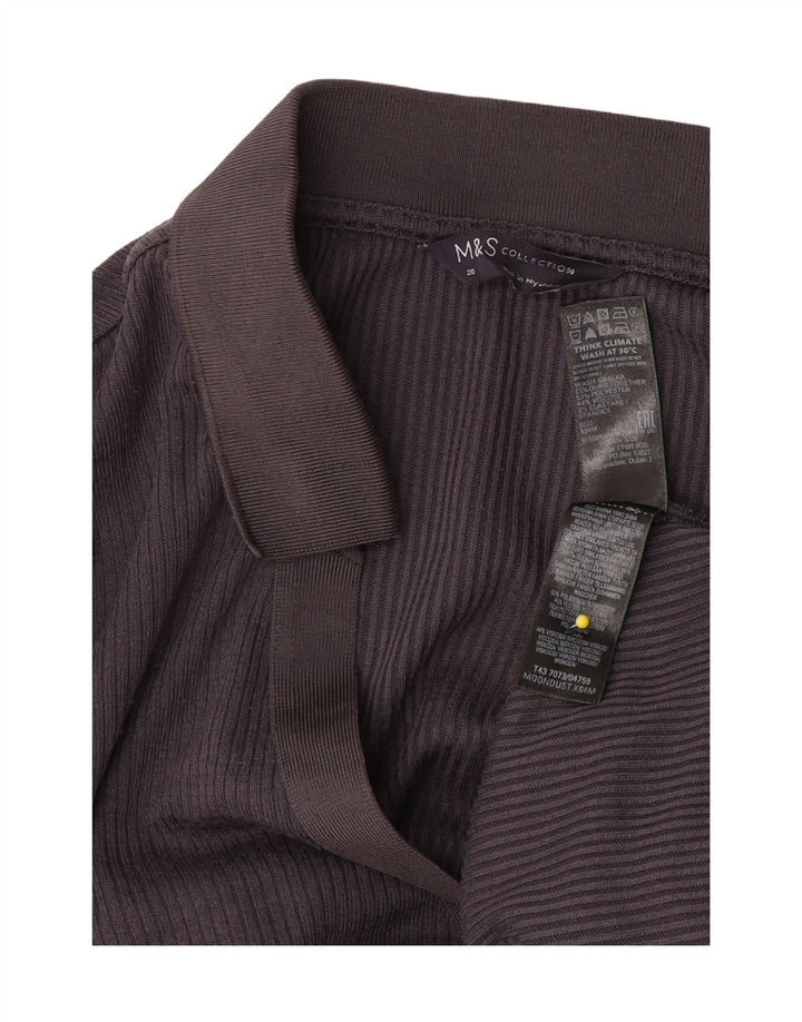 Marks & Spencer Γυναικείο μακρυμάνικο μπλουζάκι πόλο UK 20 2XL Grey Polyester