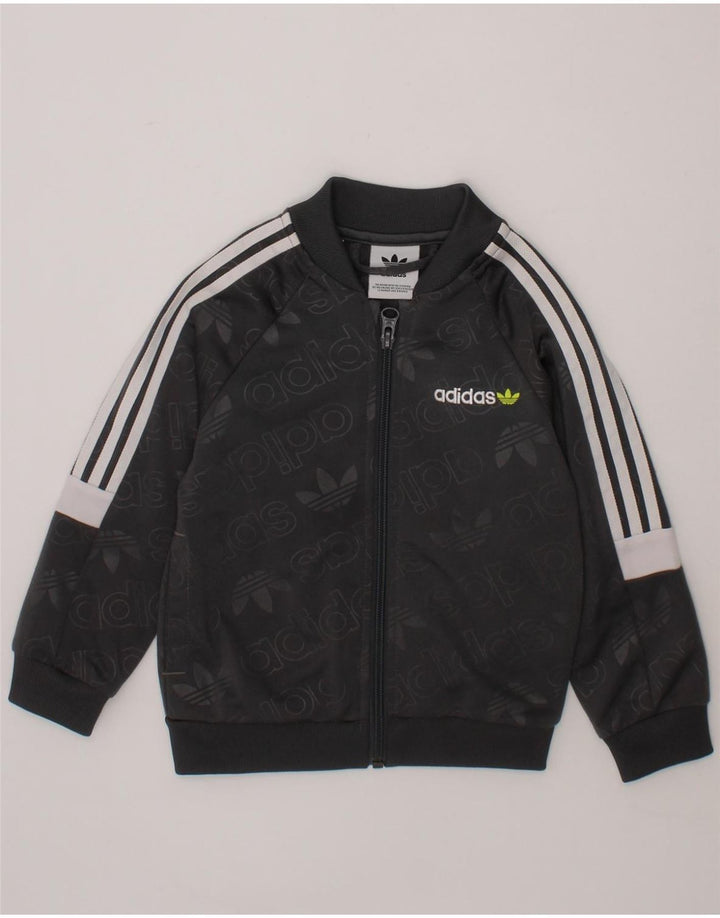 ADIDAS Baby Boys Graphic Tracksuit Top Jacket 18-24 Months Black Polyester Vintage Adidas and Second-Hand Adidas from Messina Hembry 