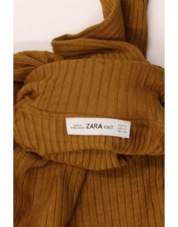 Zara Γυναικείο Crop Top μακρυμάνικο UK 12 Medium Beige