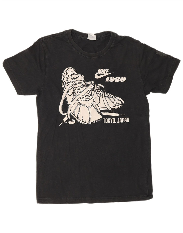 Ανδρικό γραφικό μπλουζάκι Nike, μεσαίο μαύρο βαμβακερό