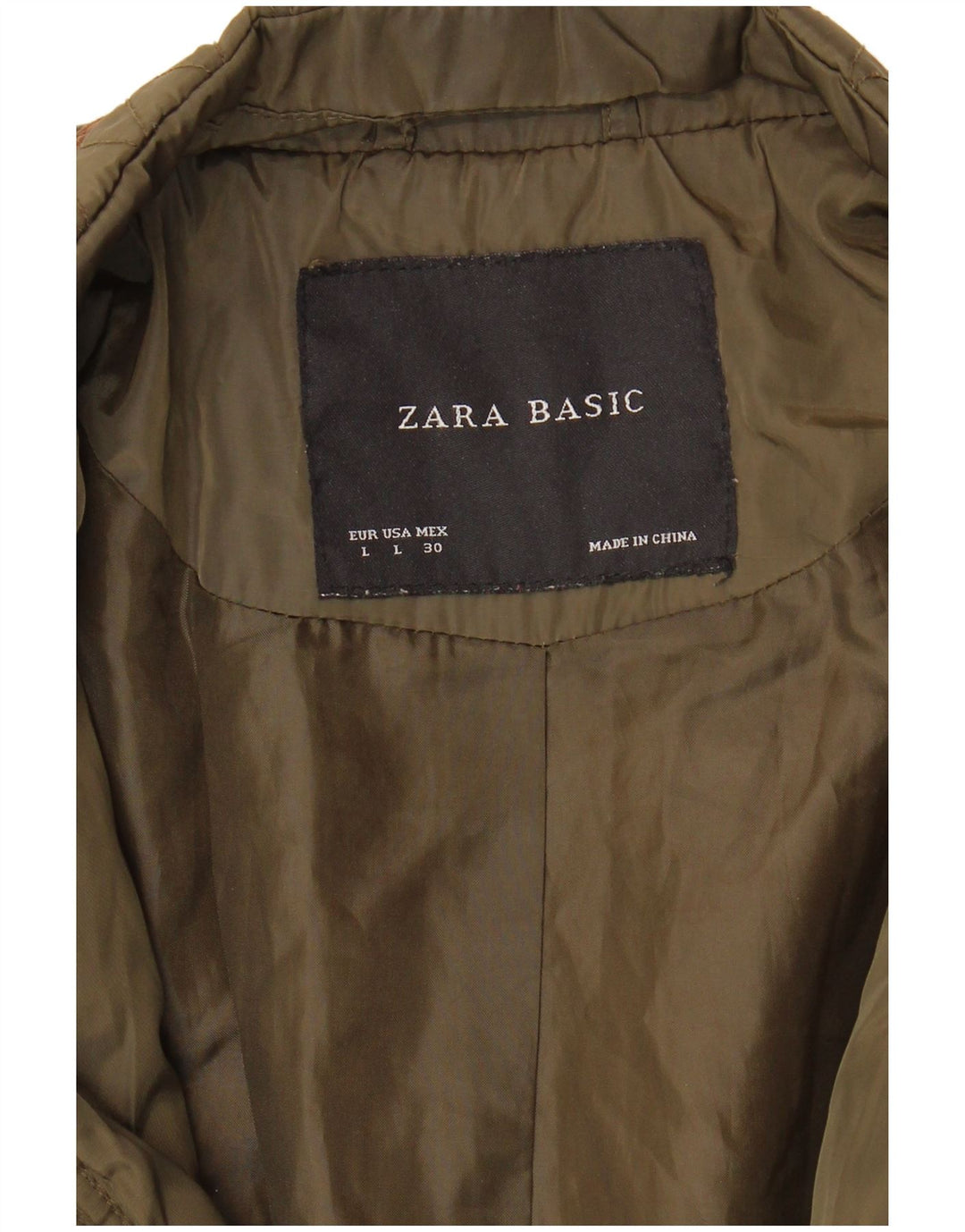 Zara Γυναικείο Military Quilted Jacket UK 16 Large Khaki