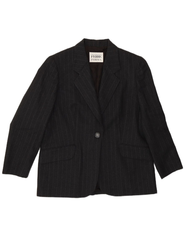 Gianfranco Ferre Γυναικείο σακάκι 1 κουμπιού blazer UK 18 XL Grey Pinstripe