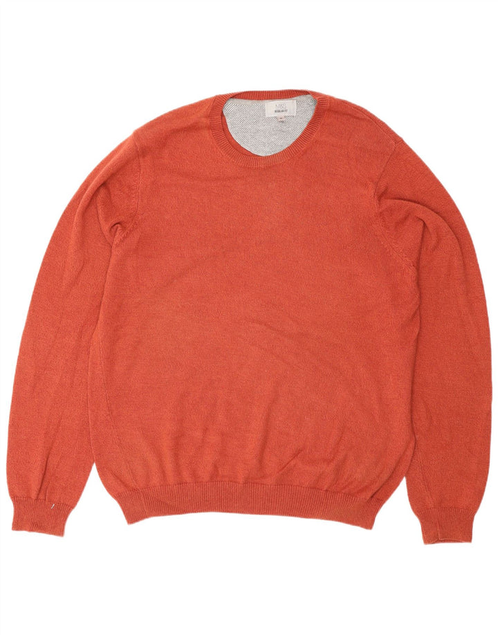 Ανδρικό πουλόβερ Marks & Spencer Regular Fit Crew Neck Jumper Medium πορτοκαλί
