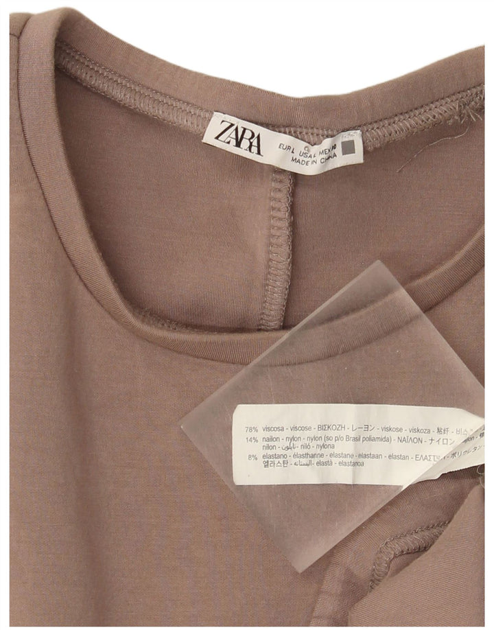 Zara Γυναικεία Φούτερ Jumper UK 16 Μεγάλη Καφέ Βισκόζη