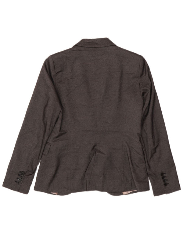 Zara Γυναικείο μπουφάν 1 κουμπιού blazer UK 14 Large Grey Polyester
