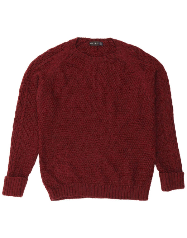 Ανδρικό πουλόβερ ZARA Crew Neck Jumper XL Maroon