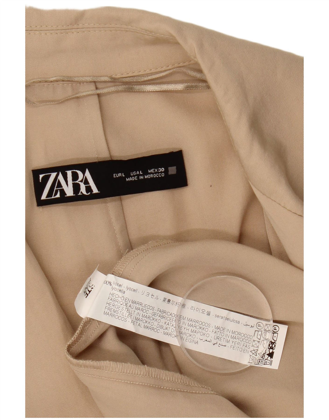 Zara Γυναικείο Παλτό UK 16 Large Beige Lyocell