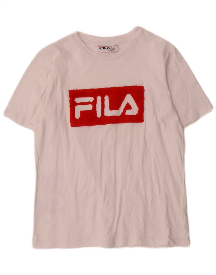 Fila Γυναικείο γραφικό T-Shirt Top UK14 Μεσαίο λευκό βαμβακερό