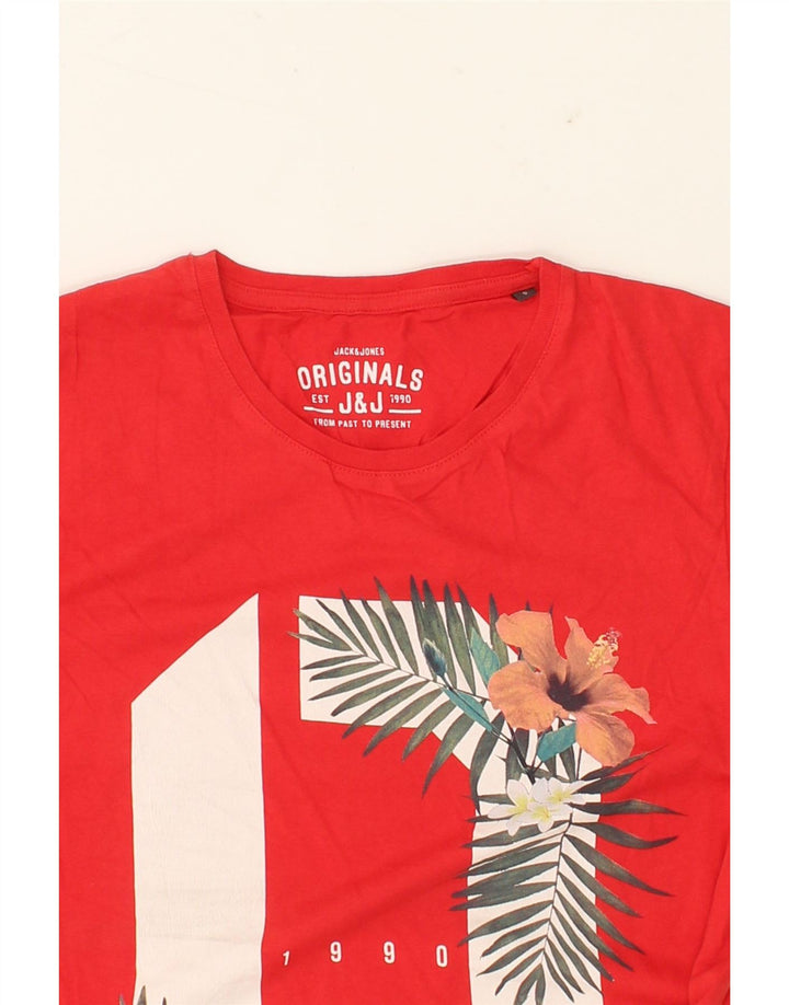 JACK & JONES Mens Graphic T-Shirt Top Small Red Cotton Vintage Jack & Jones and Second-Hand Jack & Jones from Messina Hembry 