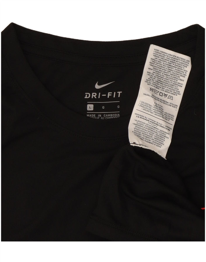 Ανδρικό γραφικό T-Shirt NIKE, ανδρικό Dri Fit, μεγάλο μαύρο πολυεστέρα