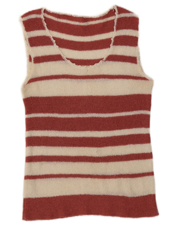 Vintage γυναικείο γιλέκο Tank Top UK 0 2XS Maroon ριγέ