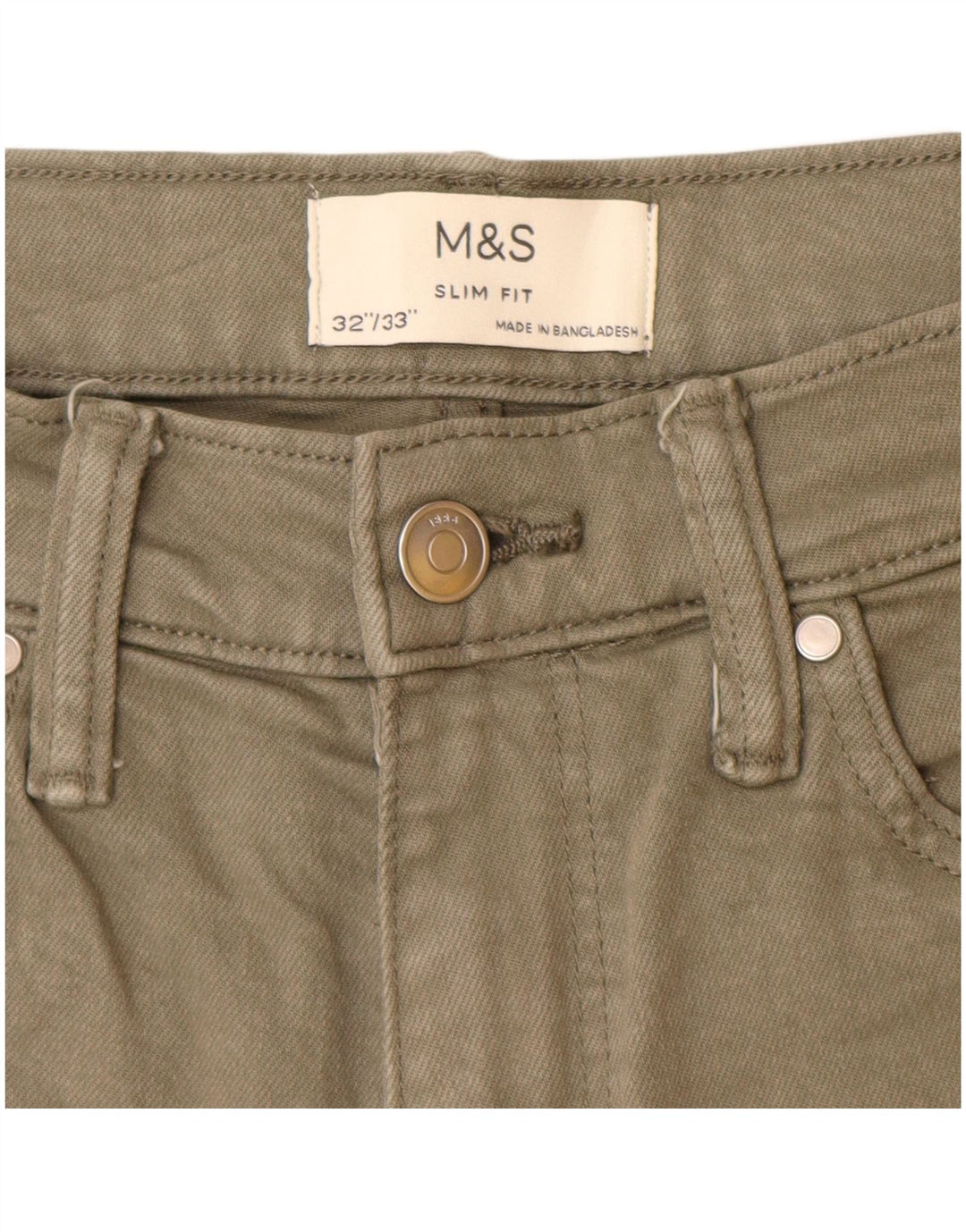 Marks & Spencer Ανδρικό Slim Jeans W32 L33 Χακί βαμβακερό