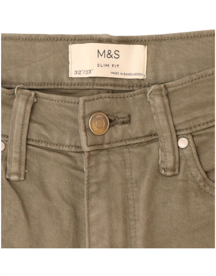 Marks & Spencer Ανδρικό Slim Jeans W32 L33 Χακί βαμβακερό