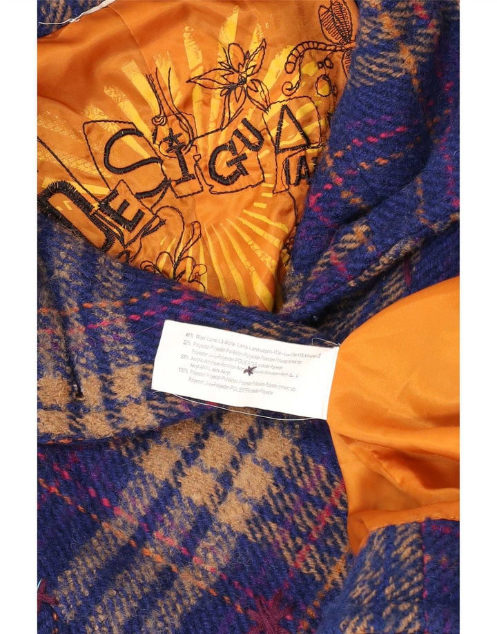 Γυναικείο πανωφόρι Desigual UK 10 Small Blue Check Wool
