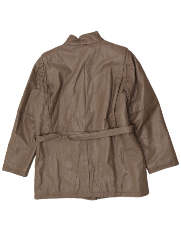 Vintage γυναικείο μπουφάν με κανονική εφαρμογή IT 46 Large Grey Leather Classic