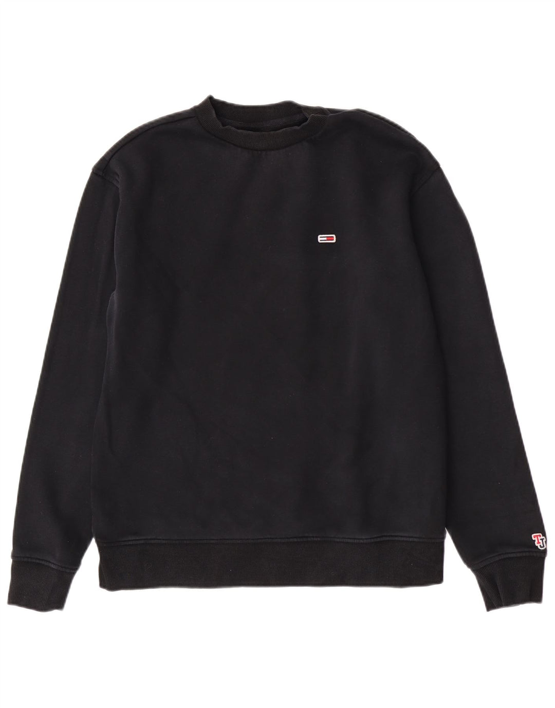 Γυναικείο φούτερ Tommy Hilfiger με κανονική εφαρμογή, μεσαίο μαύρο βαμβακερό
