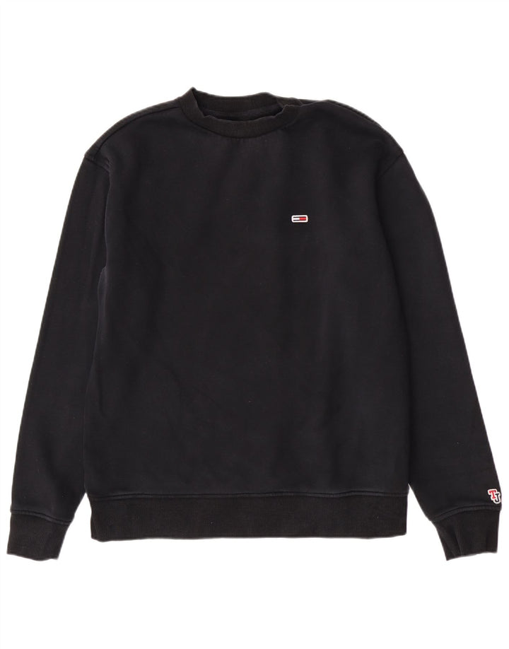 Γυναικείο φούτερ Tommy Hilfiger με κανονική εφαρμογή, μεσαίο μαύρο βαμβακερό