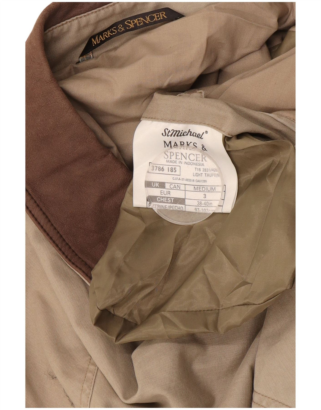 Marks & Spencer Mens Utility Jacket UK 38 Medium Beige Cotton