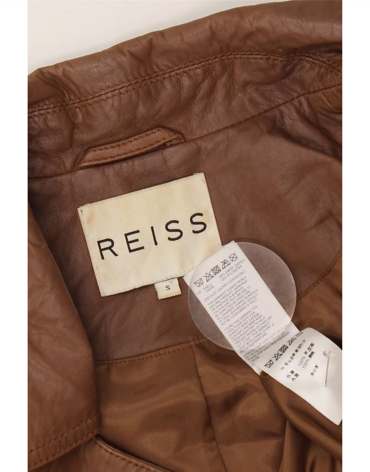 Reiss Γυναικείο Crop Δερμάτινο Μπουφάν UK 10 Small Brown Δερμάτινο