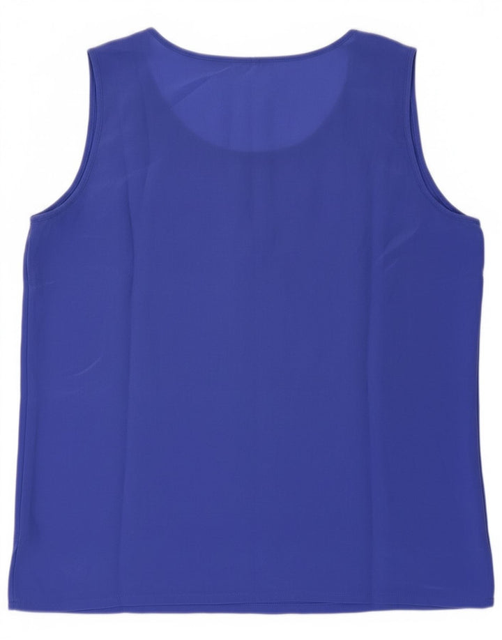 Vintage Γυναικείο See Through Vest Top UK 8 Small Blue Silk