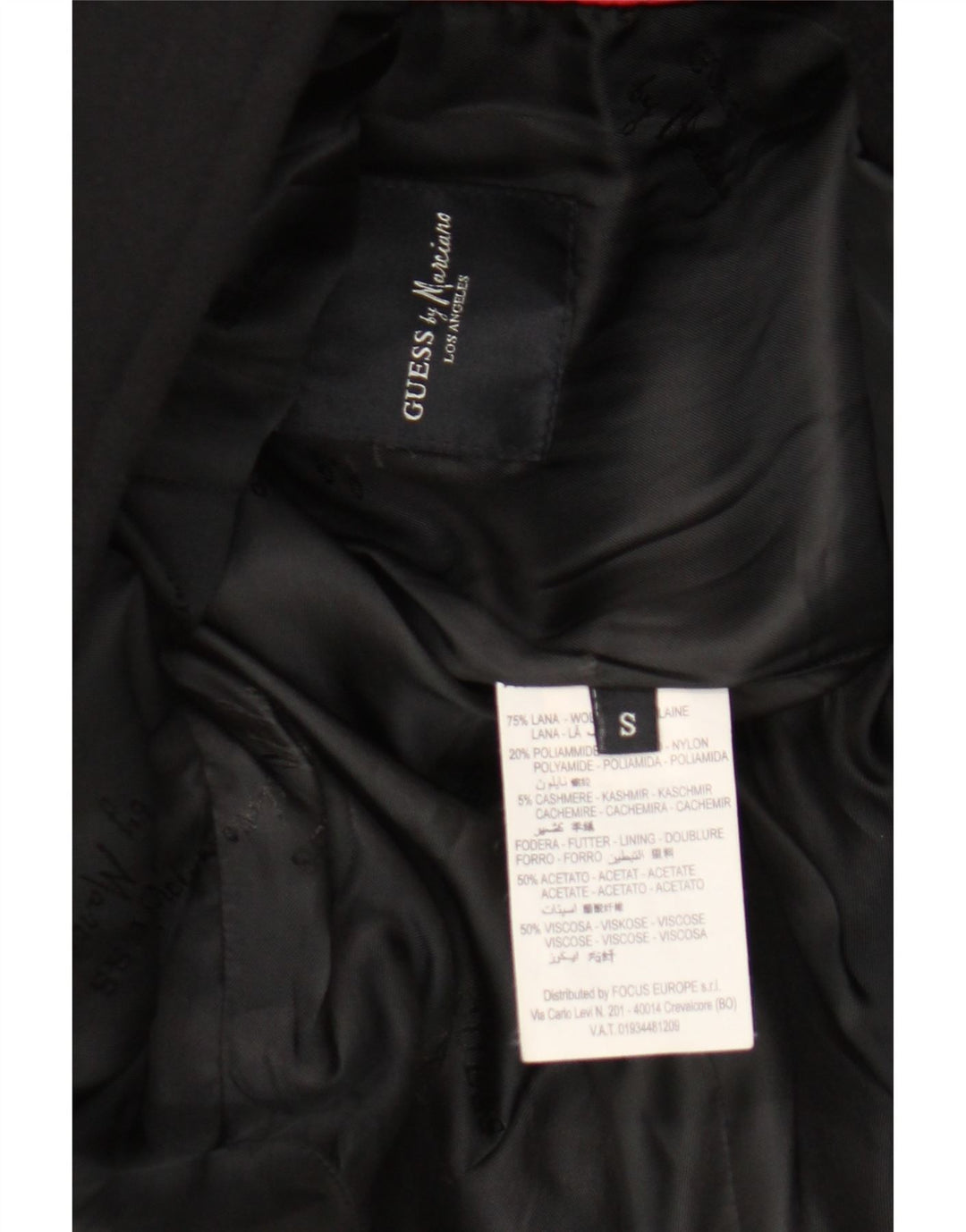Ανδρικό πανωφόρι Guess By Marciano UK 36 Small Black Wool