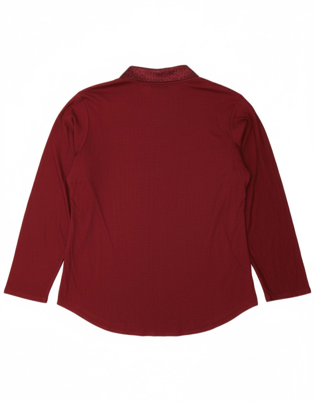 VINTAGE Γυναικείο τοπ μακρυμάνικο UK 14 Large μπορντό Floral