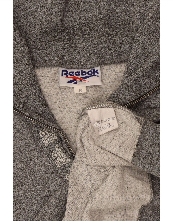 Reebok Γυναικεία φούτερ με φερμουάρ με λαιμόκοψη μπλούζα EU 36 Μικρό βαμβακερό γκρι
