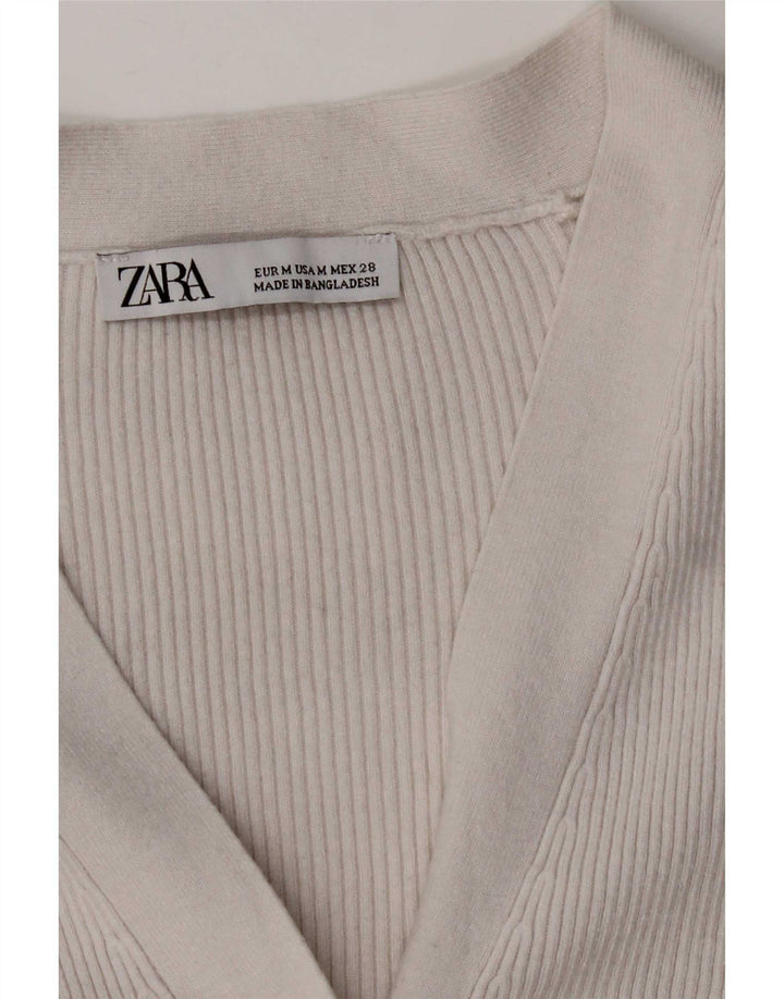 Zara Γυναικεία Ζακέτα Crop UK 14 Medium White