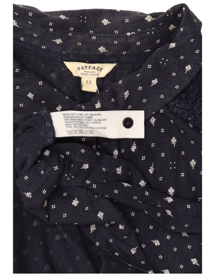 FAT FACE Γυναικείο πουκάμισο Μπλούζα UK 12 Medium Navy Blue Floral Βαμβακερό