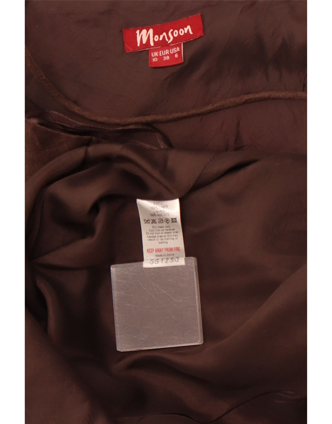 Γυναικείο φόρεμα MONSOON UK 10 Μικρό Καφέ Λινό