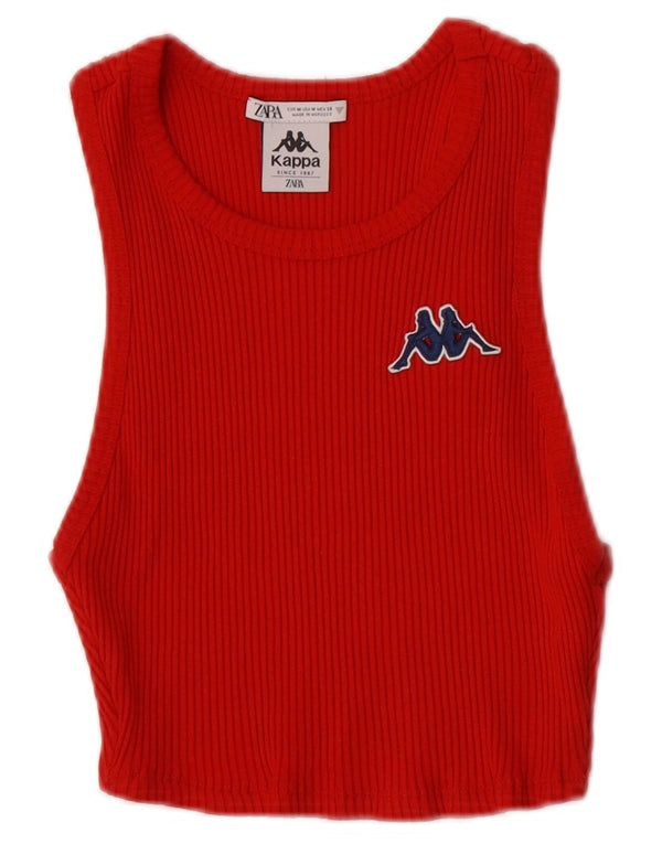 Zara X Kappa Womens Crop Vest Top UK 12 Medium Red