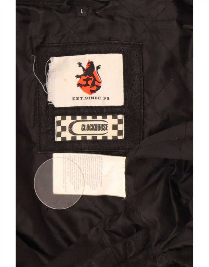 CLOCK HOUSE Ανδρικό Δερμάτινο Biker Jacket UK 40 Large Black Leather