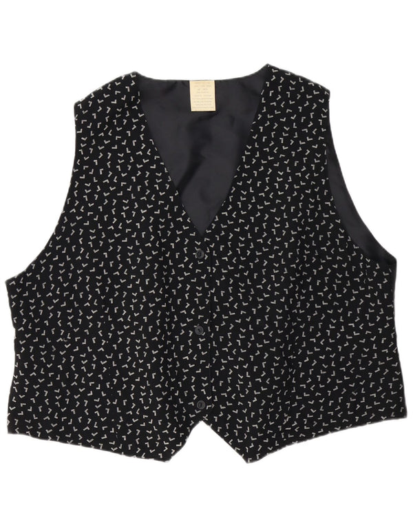Vintage γυναικείο γιλέκο UK 26/28 5XL Μαύρη γεωμετρική βισκόζη