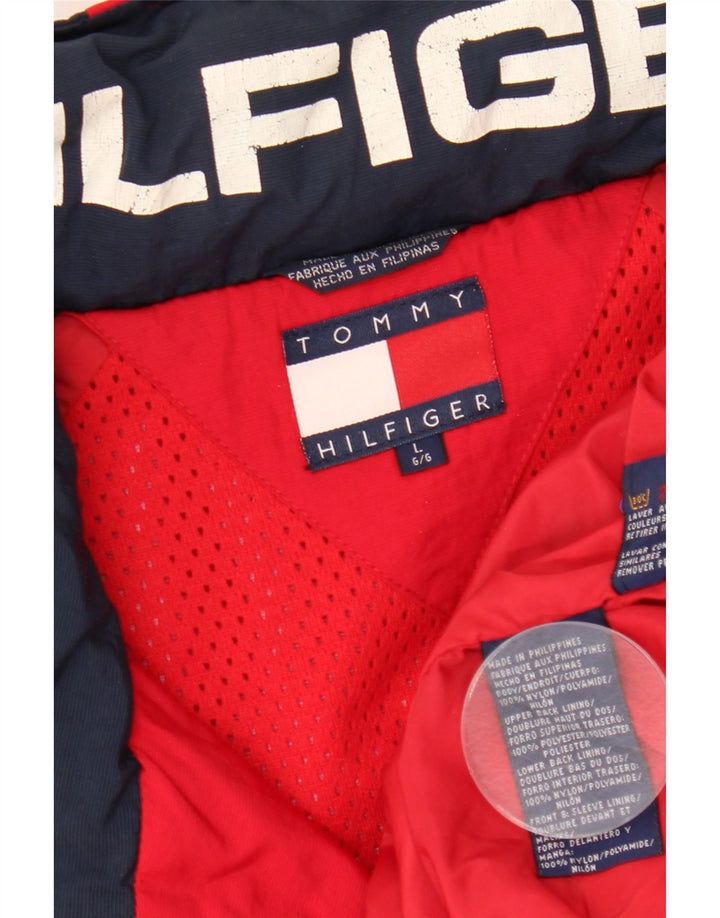 Tommy Hilfiger Ανδρικό μπουφάν βροχής με κουκούλα UK 40 Large Red Colourblock Nylon