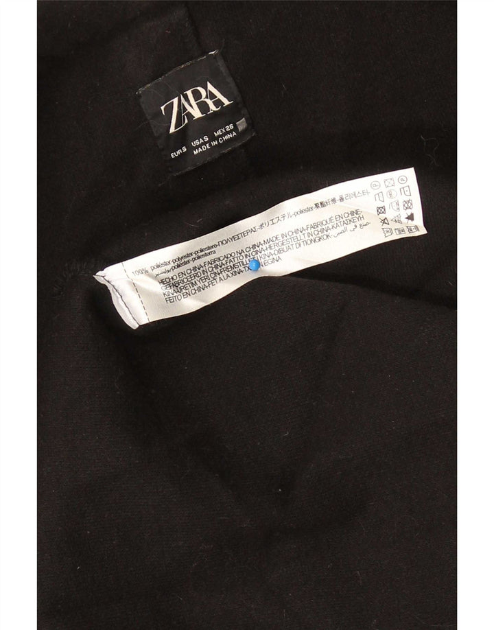 Zara Γυναικείο Ανοιχτό Παλτό UK 10 Small Black Polyester
