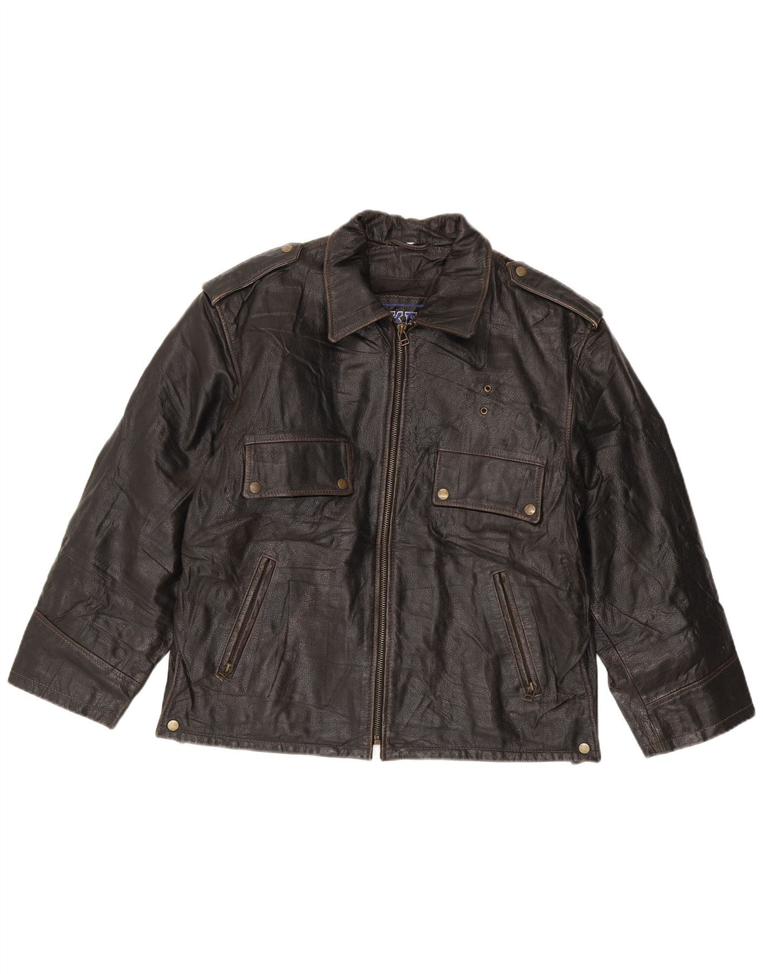 Bikers Ανδρικό Δερμάτινο Biker Jacket IT 52 XL Καφέ Δερμάτινο