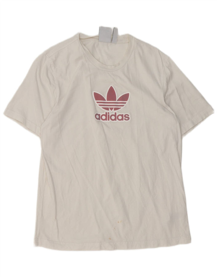 Ανδρικό γραφικό T-Shirt Adidas Top από μεσαίο λευκό βαμβακερό