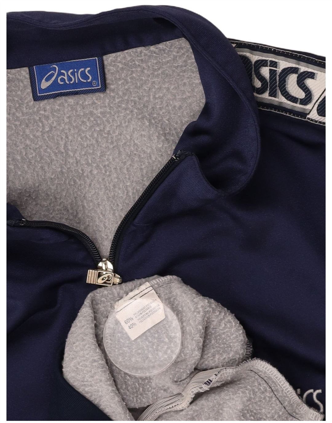 ASICS Ανδρική φόρμα αθλητικής φόρμας γραφικών Top Jacket Large Navy Blue Polyamide