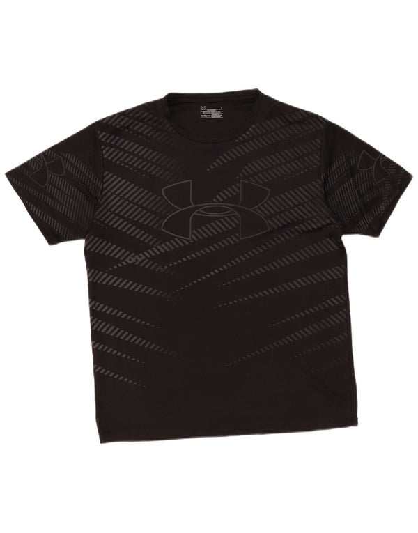 Under Armour Γυναικείο Heat Gear Graphic T-shirt Top UK 16 Large Black ριγέ