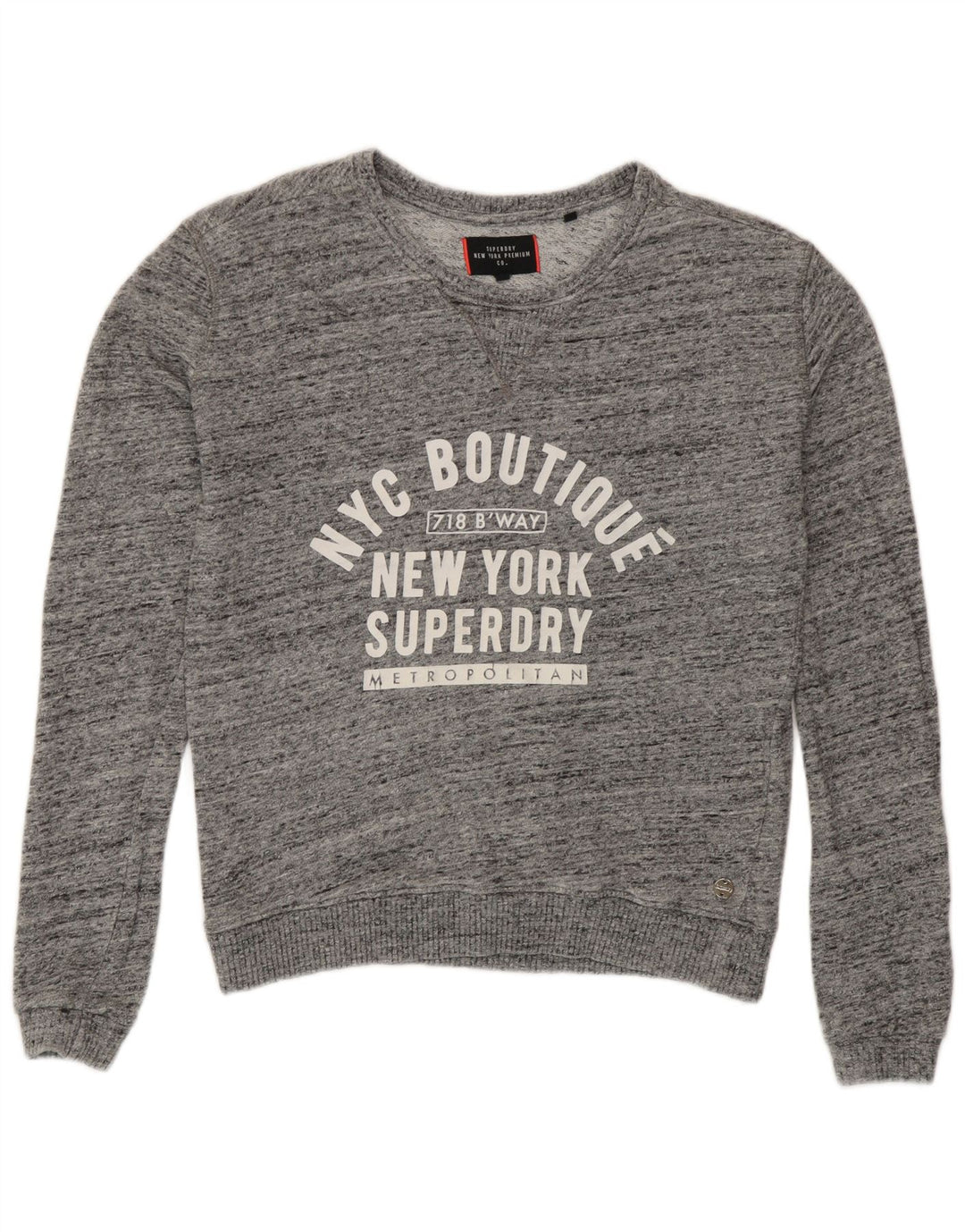 Superdry Γυναικεία γραφική φούτερ Jumper UK 10 Small Grey Flecked