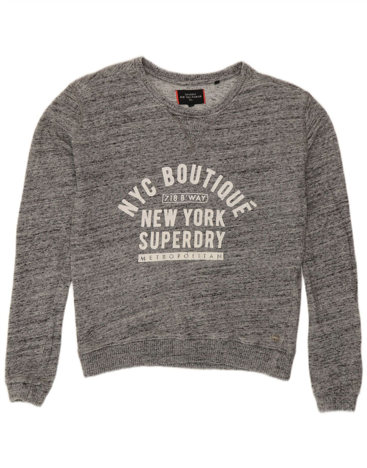 Superdry Γυναικεία γραφική φούτερ Jumper UK 10 Small Grey Flecked