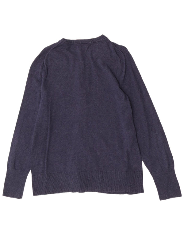 Eddie Bauer Womens Regular Fit Cardigan Sweater UK 14 Large Navy Blue