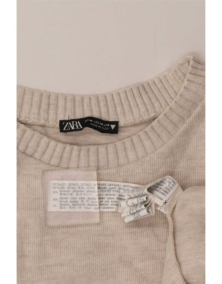 Zara Γυναικείο πουλόβερ με λαιμόκαυστο UK 14 Medium Grey Polyester