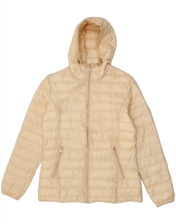 LOTTO Womens Hooded Padded Jacket UK 10 Small Beige Polyester Vintage Lotto and Second-Hand Lotto from Messina Hembry 