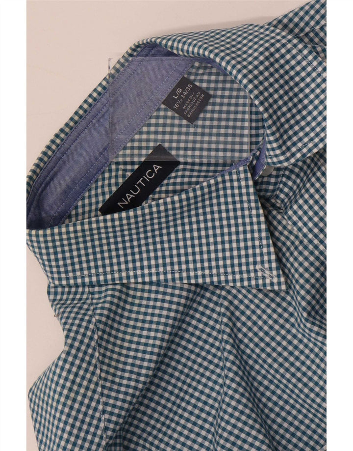 Ανδρικό πουκάμισο Nautica Size 16 1/2 Large Blue Gingham Cotton