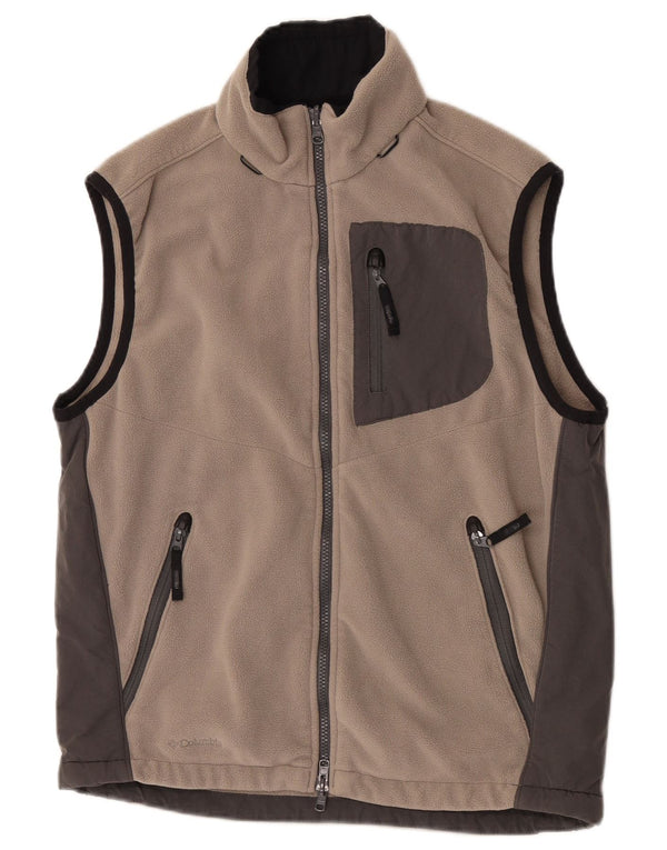 Columbia Mens Fleece Gilet UK 38 Medium Beige Colourblock Πολυεστέρας